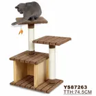 Thick carpet fabric cat scratching Tree with feather toy