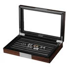 High quality glass window display case ring organizer cufflink box