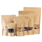 250g snack/tea/coffee/rice food ziplock stand up pouch kraft packaging paper bag with window