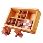 6PCS/Set Kongming Lock Brain Teaser Mind Games 3D Wooden Puzzle Educational Toys Gifts for kids adult