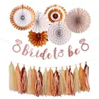 Rose Gold Bride To Be Bnaner Rose Gold Foil Hanging Fans Tassel Garland For Bachelor Party Wedding Party Decorations Kit