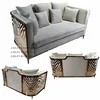 luxury furniture italian style living room furniture foshan Golden steel frame Sofa Set