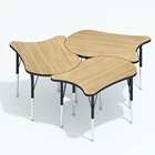 Study Double Study Wood Adjustable Stainless Steel Folding Cafe Table With Chair
