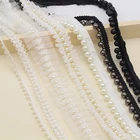 Pearl Beaded Lace Trim Fashion Embroidery Lace Trim Ribbons Colorful Beaded Tassel Fringe For Clothes N0301