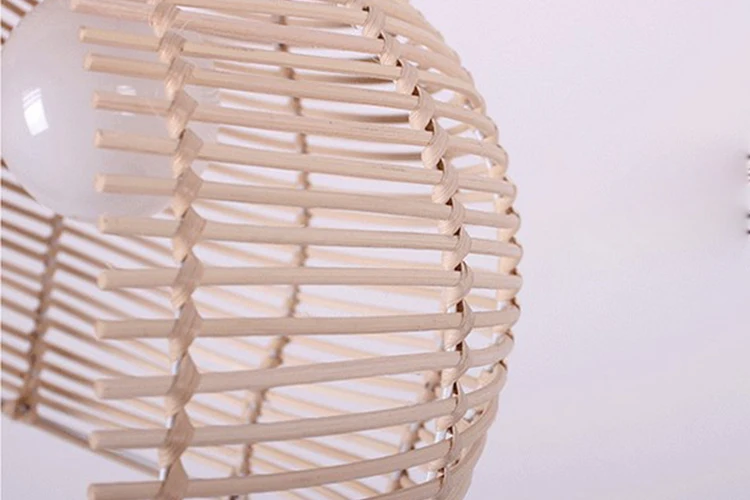 Sea snail shape natural handmade rattan woven E27 LED wooden chandelier for restaurant pendant light