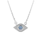 S925 Sterling Silver Blue Necklace Female Zircon Micro Inlay Chain