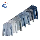 New fashionable custom made nice long sleeve washed denim womens clothes