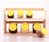 High quality glass jar glass canister set with plastic lid in double wooden rack