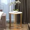 LNC8 Good quality best price Italian design customized round white marble top metal legs side table end table for villa home use