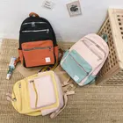 2019 Spring New Japan Style Small Fresh Color Matching Multi-pocket Canvas Student Backpack