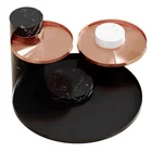 Modern Fashion Classic Light Luxury Marble Metal Circle Plate Stainless Steel Side Table Set