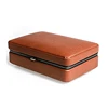 Snap Fastener Type Internal Wood Cigar Case Leather For 4 Cigars