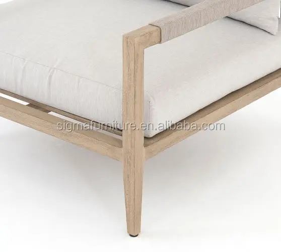 New arrival all weather outdoor furniture patio garden courtyard teak solid wood lounge chaise armchair