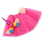 Popular New Arrival Pure Color Gauze Tutu Skirts Unicorn Hair Band 2pcs/set Hair Accessories For Kids