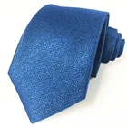 Custom men's tie light blue polyester tie woven jacquard solid color tie factory