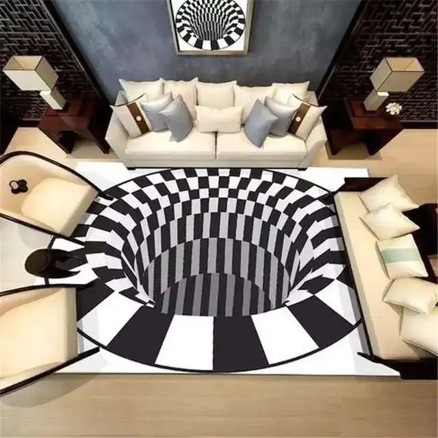 stereo vision mat printed round optical 3d vortex illusion rug carpet
