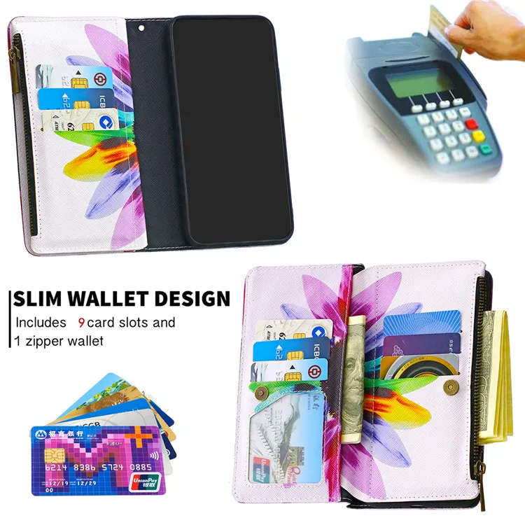 PU Leather Zipper Wallet Phone Case For Samsung A10 Phone Case Cover