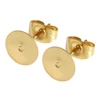 50PCS 3 4 5 6 8 mm Stainless Steel Blank Real Gold Earring Base Earring Setting For Earring Findings