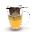 Reusable Double Wall Glass Cup with Handle and Infuser