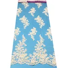 2019 bead lace fabric mesh 3d flower embroidery applique flower