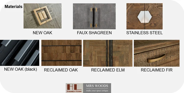 Solid oak wood black modern dining quality sideboard credenza