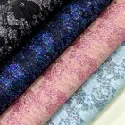 Lace Leather Twill Backing Flower Lace PU Glitter Fabric Leather For Making Shoes/Bags/Handbags/Decorations/Crafts
