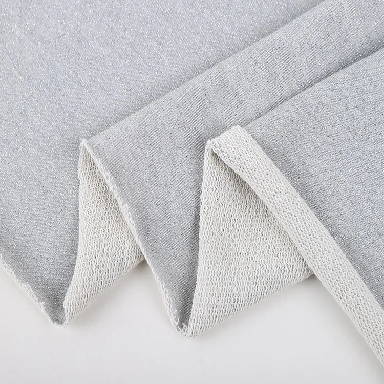 2020 knit shiny polyester cotton lurex microfiber terry cloth fabric for polo shirt