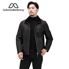 Golomise&Imbettuy Casual Men Real/Genuine Sheepskin Leather Jacket Natural Lamb/Wool Fur Lining Shearling Coat