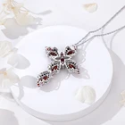 Fashion Rhodolite gemstone fashion jewelry silver 925 cross pendants chain necklace women