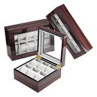 Luxury custom logo 10 slot storage cases display wooden watch boxes gift packaging box watches