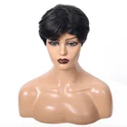 Brazilian Hair None lace 130% Density Natural Color Wave Machine Made Short Human Hair Wigs