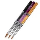 Double ended 3D Acrylic Nail Art Brush Black Handle Painting Nail Art Brush With Rhinestone