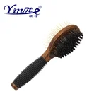 2 in 1 Double Sided beech wooden handle Golden Needle Pig Hair Pet comb