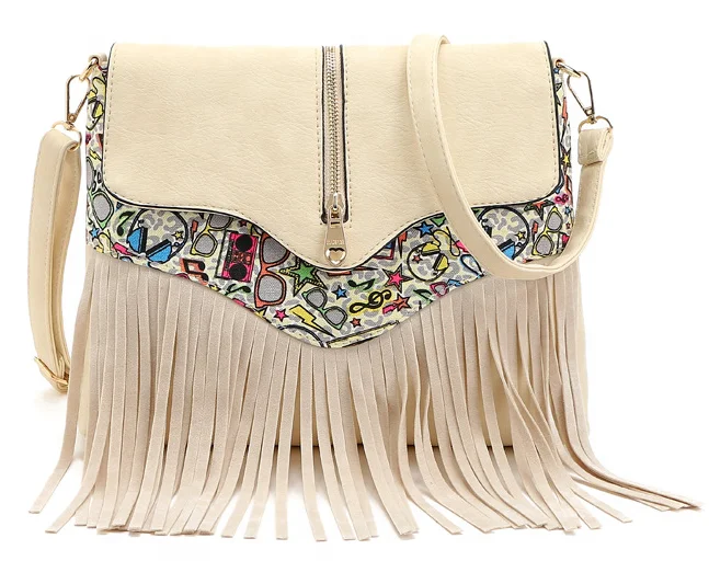 High quality Women's vintage style tassel cross body bag handbag, White,light brown,brown
High quality Women's vintage style tassel cross body bag handbag, White,light brown,brown