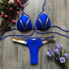New Bikini Two Piece Set Sexy Metallic Swimwear Split Swimsuit Beachwear