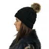 Solid Color Winter Hats Knit Beanies Custom Pom Beanie