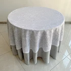 White Table Custom White Splicing Flower Round Dining Table Cloth For Round Cathering Hall Table