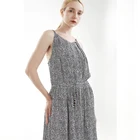 Ladies Spaghetti Strap Sleeveless Pleated Maxi Dresses Model Girls Drawstring Leopard Printed Party Beach Dress