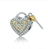 Hot heart-shaped Shackles S925 Sterling Silver Accessories Gold Plated Fashion Charm Bead