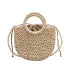 Round handmade straw bag beach bag shoulder handbag for girls perfect summer bag