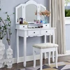 White Wooden Vanity, Make Up Table and Stool Set