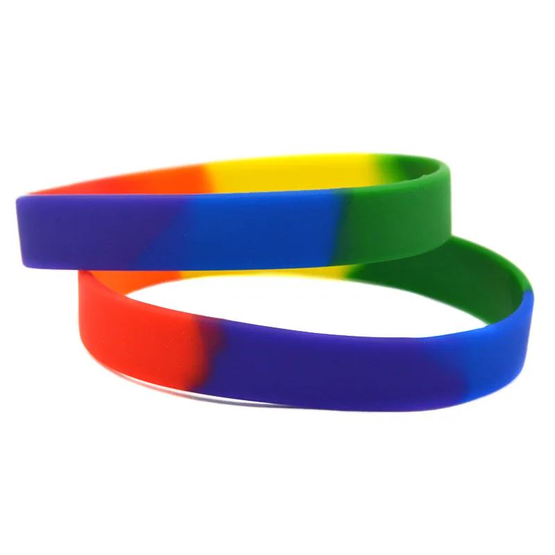 Pcs Rainbow Color Plain Silicone Wristband Gay Pride Bracelet