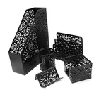 school home supplies power coated wire mesh desktop accessories 5pcs office magazine holder desk set