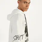 New men's custom short sleeve pullover graphic printing sport hoodie with drawstring