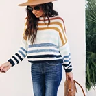 Wholesale custom fabric 100% acrylic striped woman sweater mujer