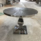 Elm Reclaimed Elm Wood Top Stainless Steel Round Dining Table