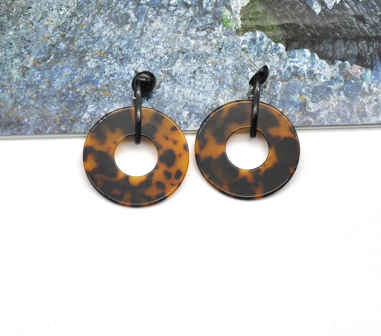 Custom leopard texture ear ring jewelry for women acrylic acetate tortoise shell earrings