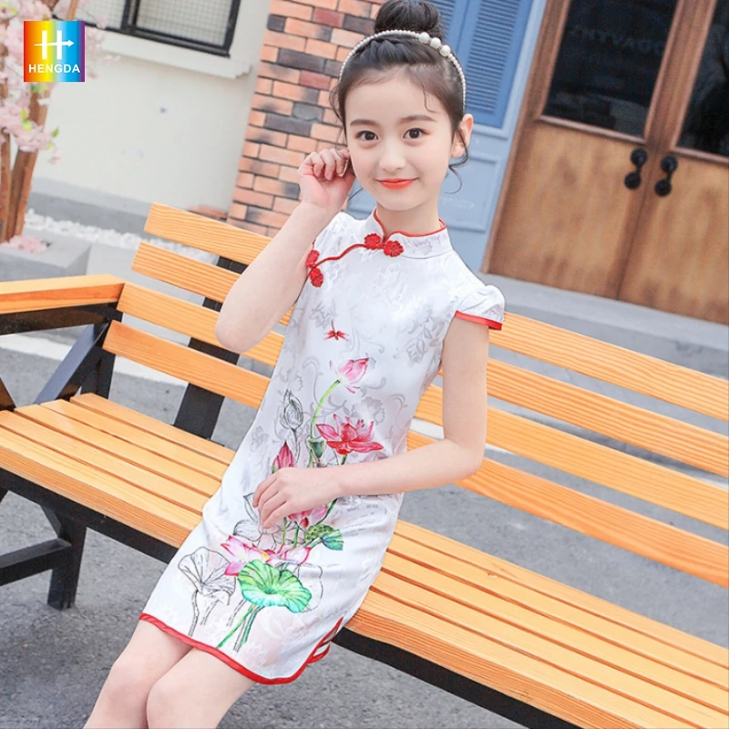 Оптовая продажа с фабрики китайский qipao cheongsam платья для девочек от 6 до 14 лет дети