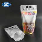 Gravure Printing Plastic clear transparent reusable and disposable stand up juice drink packing pouch bag with straw