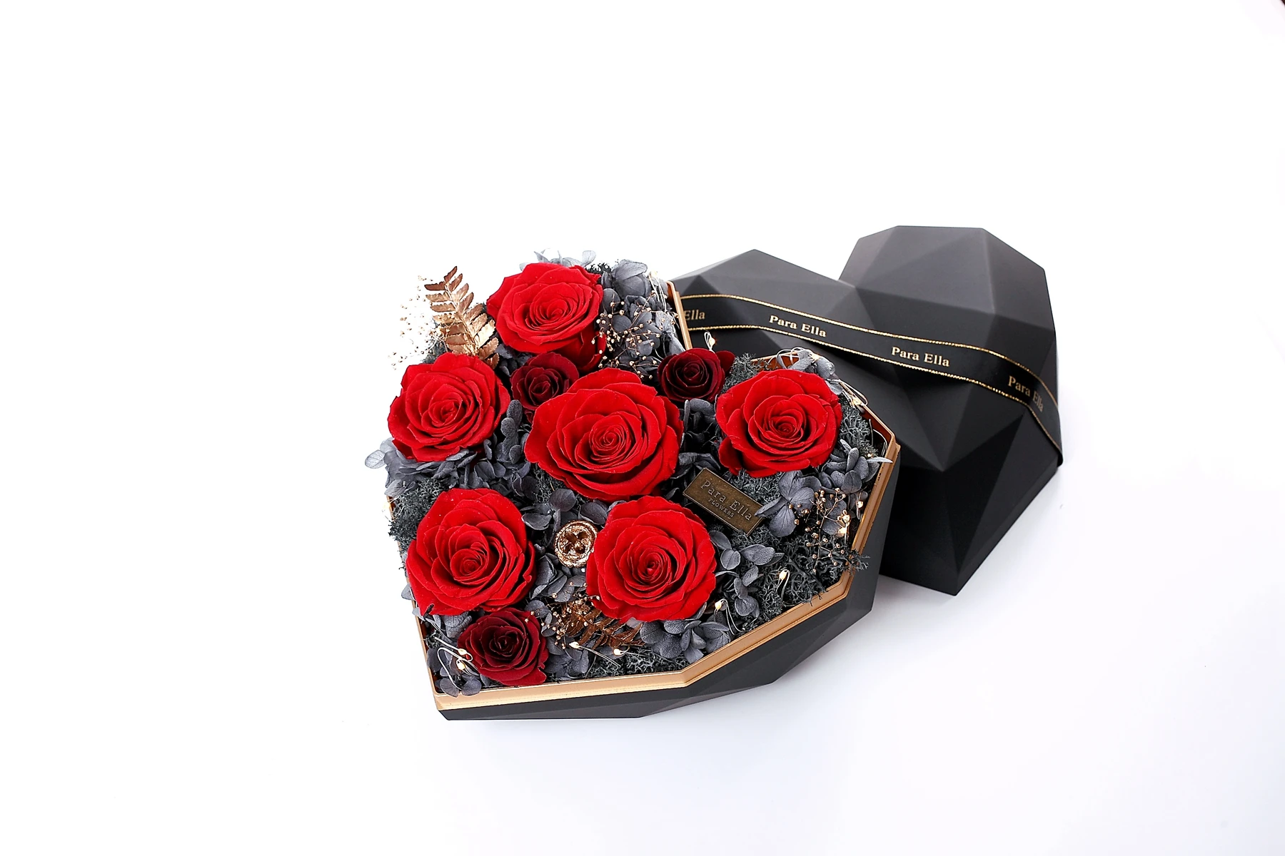 wholesale everlasting preserved roses flower in heart shaped